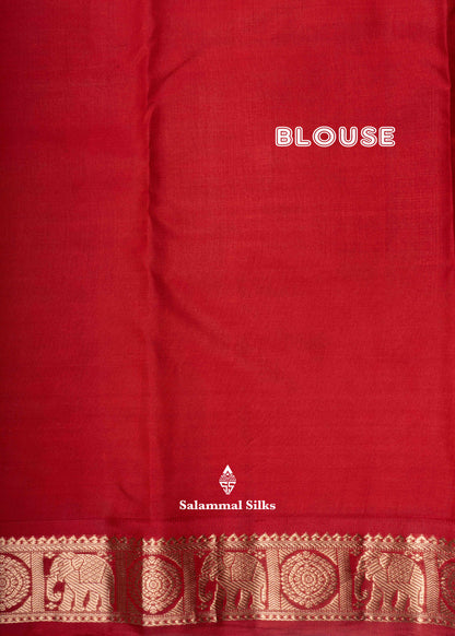Kanjivaram Yellow Pure Silk Saree With Traditional Maroon Border