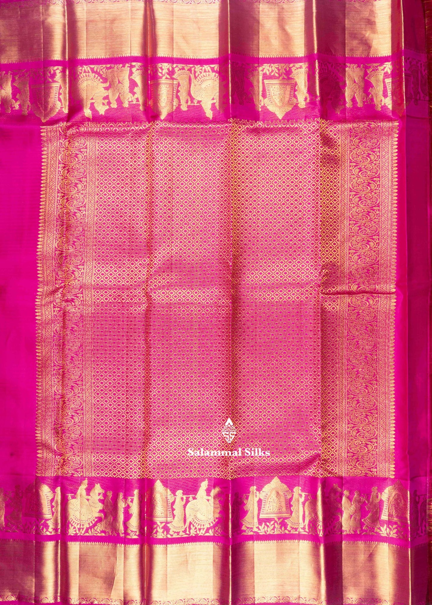 Pink Color Kanjivaram Pure Silk Saree with Pallakku fancy Border and Blouse