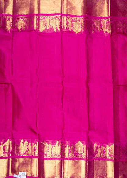 Pink Color Kanjivaram Pure Silk Saree with Pallakku fancy Border and Blouse