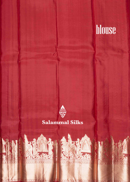 Maroon Pure Kanjivaram Silk Saree with Pallakku Fancy Border & Blouse