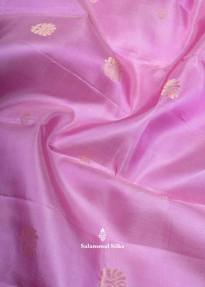 Kanjivaram Pure Silk Saree Lavender With Maroon Border