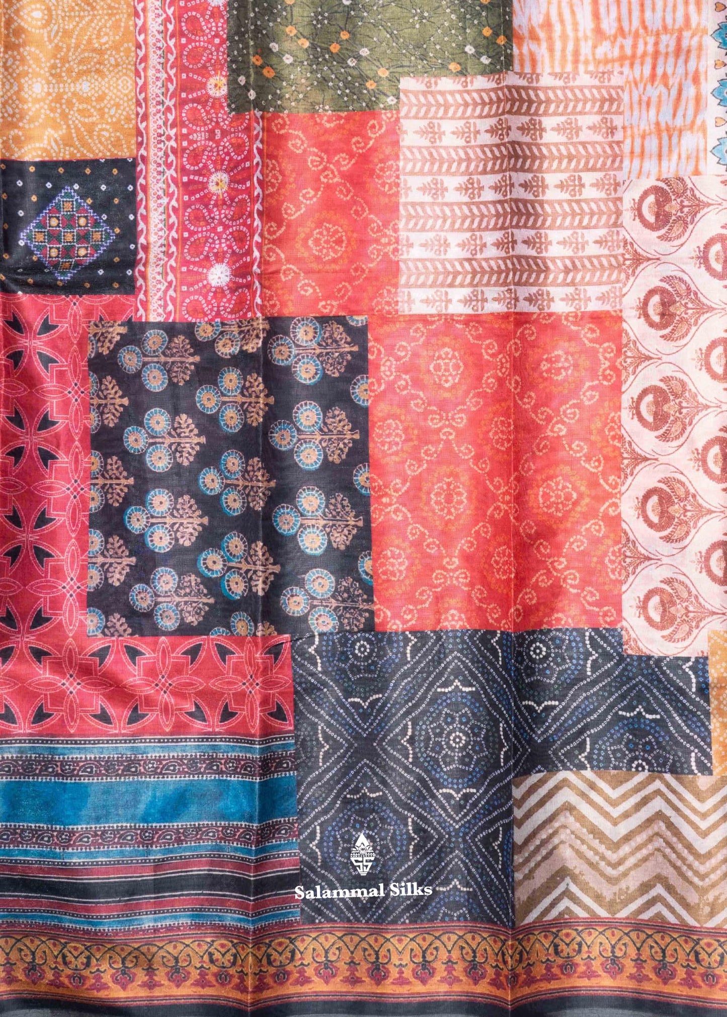 MultiColour Beautiful Kalamkari Fancy Tissue Saree With Blouse