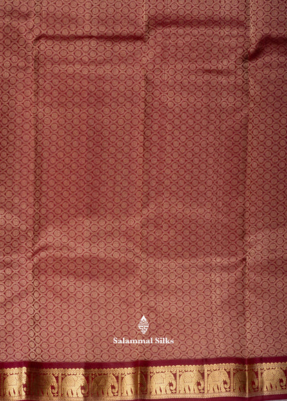 Kanjivaram Yellow Pure Silk Saree With Traditional Maroon Border