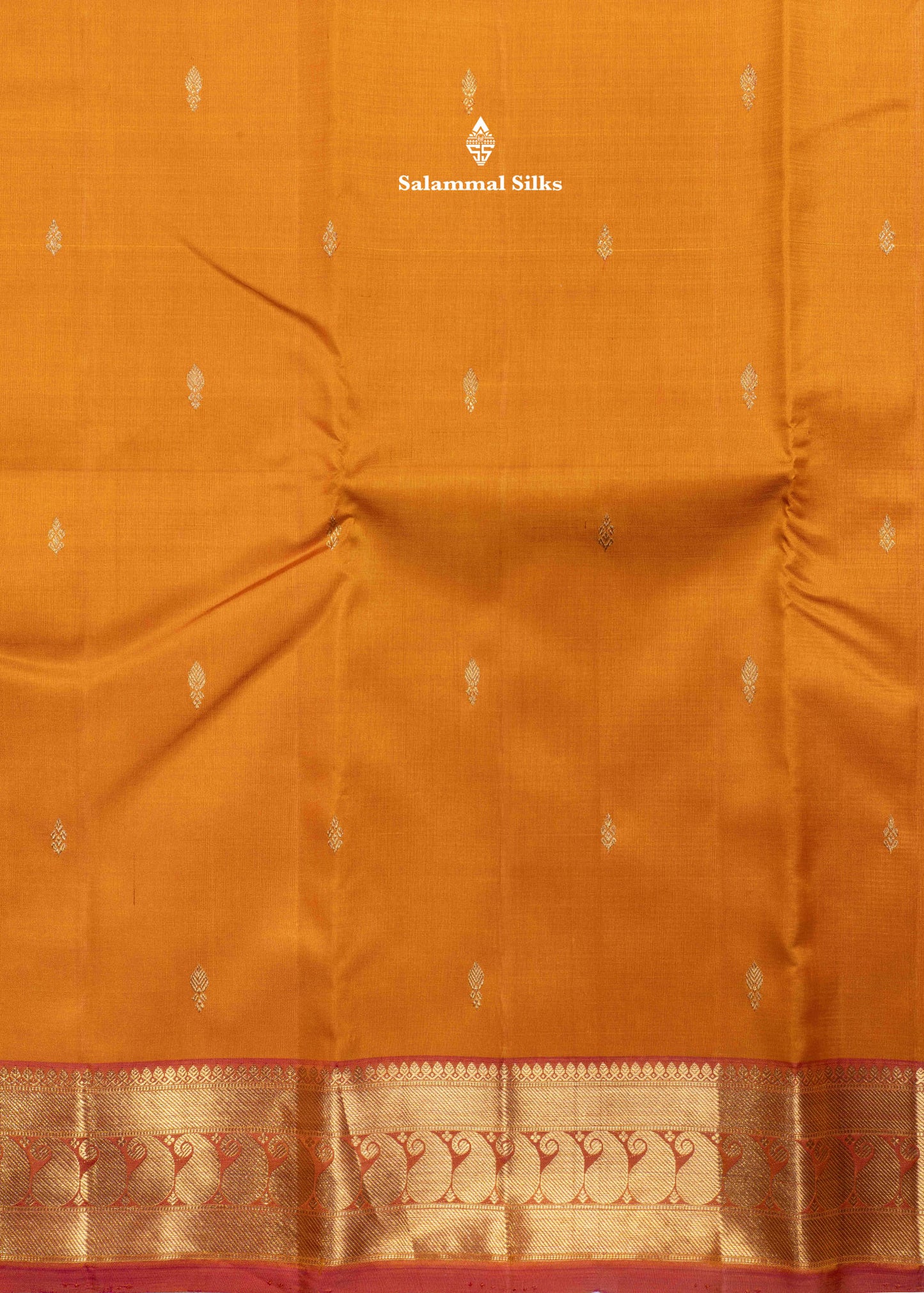 Kanjivaram Mustard Yellow Pure Silk Saree With Maroon Shade Blouse