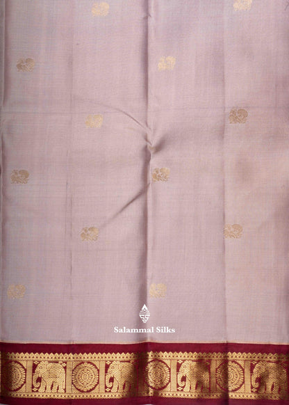 Kanjivaram Yellow Pure Silk Saree With Traditional Maroon Border