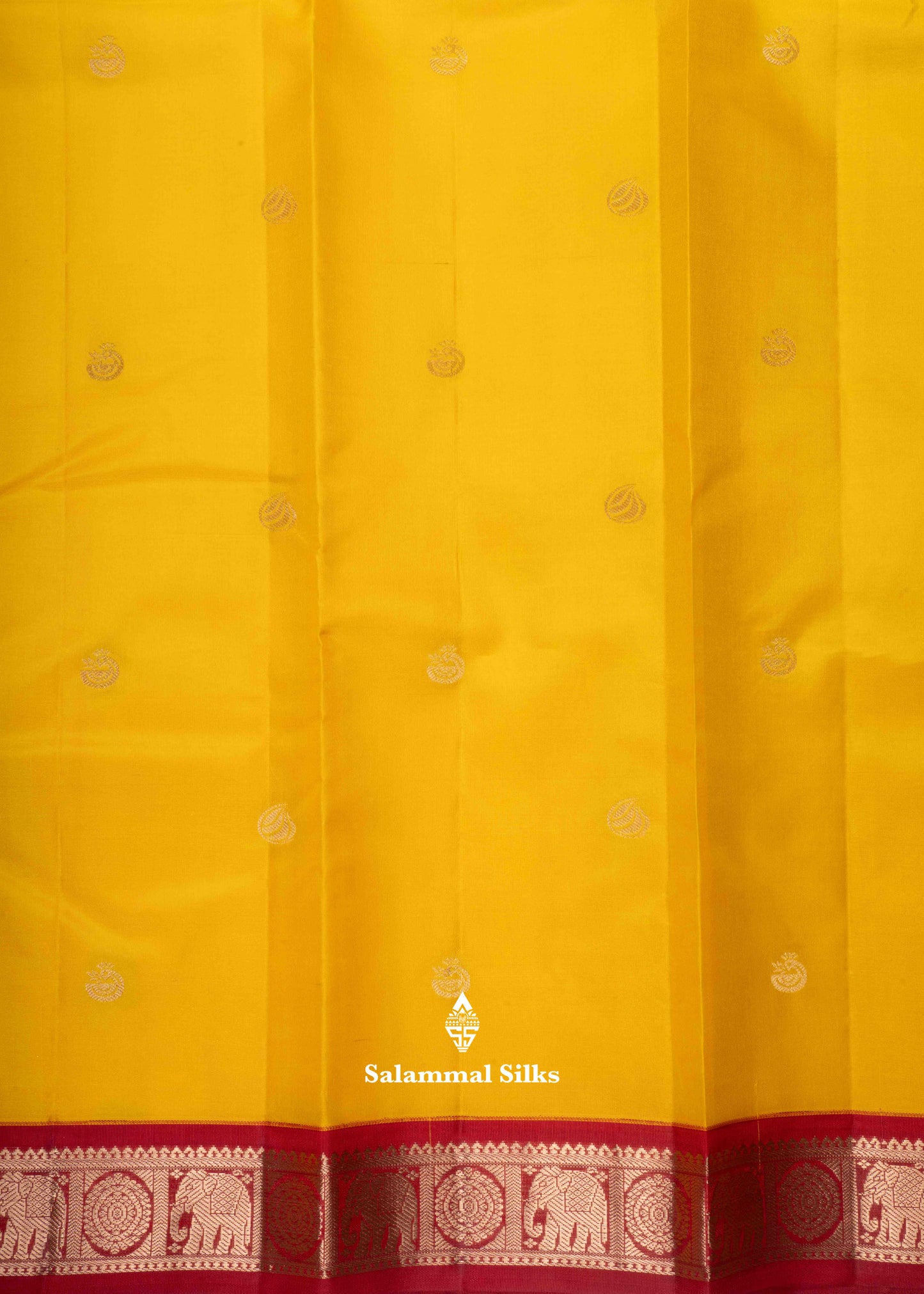 Kanjivaram Yellow Pure Silk Saree With Traditional Maroon Border